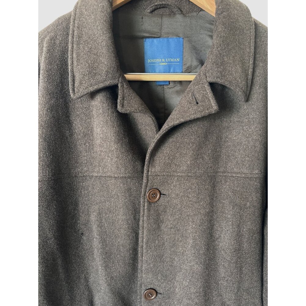 Joseph and Lyman Mens Brown Coat Dress Wool Overcoat Cashmere Blend Size L Heavy - Picture 2 of 11